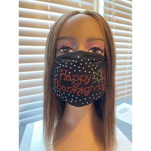 Happy Thanksgiving Bling Rhinestone Face Mask